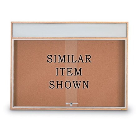 United Visual Products Sliding Door Wood Corkboard, 72"x36", Head, UV9005OCH-LTOAK-RUBBER UV9005OCH-LTOAK-RUBBER